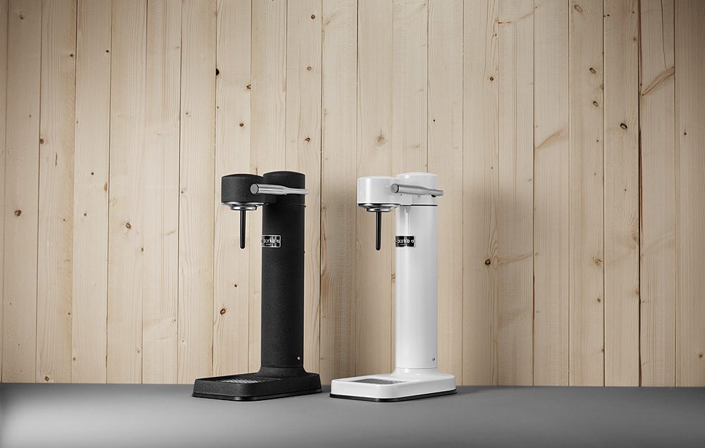 The Aarke Sparkling Water Maker in Black and White.