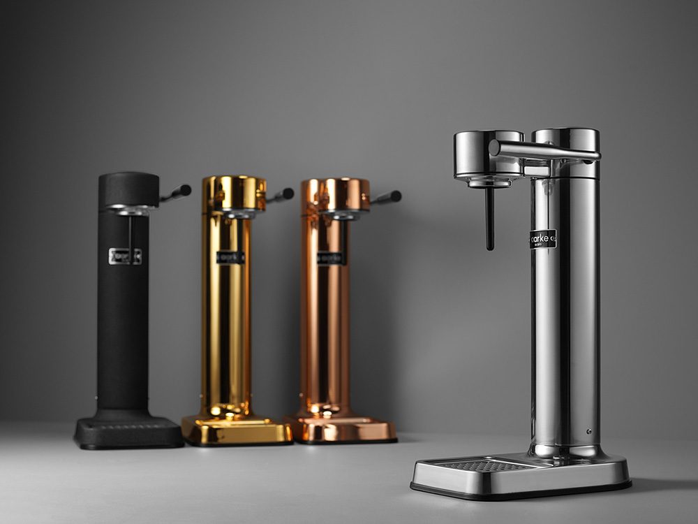The Aarke Sparkling Water Makers in four different colours.