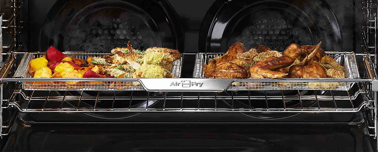 Air-Fryer Chicken & Chips being cooked in Westinghouse Oven