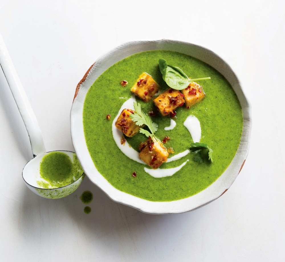 Blender-green-goddess-soup-haloumi-croutons