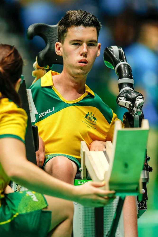 Boccia player Dan Michel competing for Australia.
