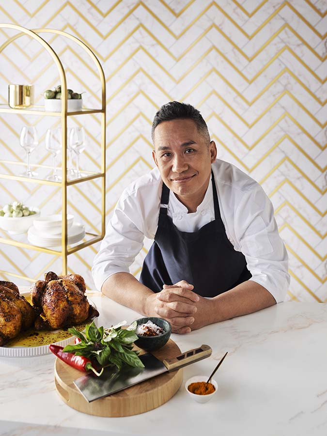 Chef Narin 'Jack' Kulasai with Turmeric Roasted Chicken.