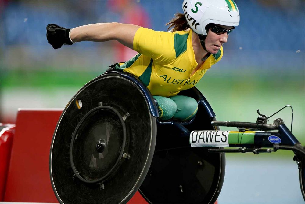 Christie Dawes racing for Australia.
