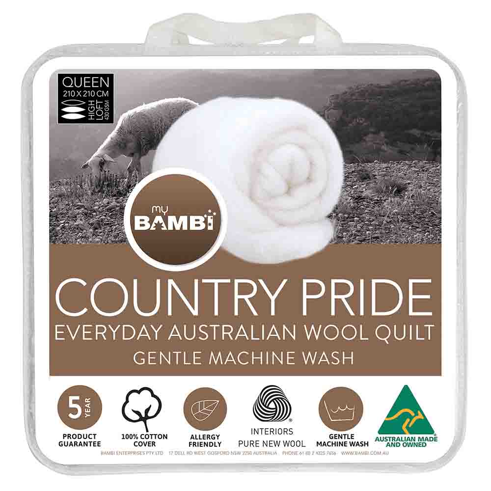 The Country Pride High Loft Wool Quilt in a 210 x 210cm Queen size.