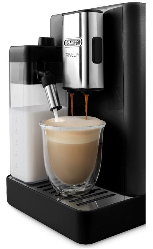 A coffee being created with the De'Longhi Rivelia.