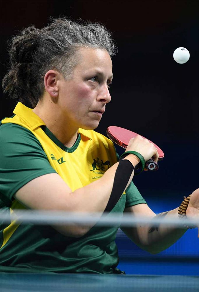 Danni Di Toro playing Para table tennis.