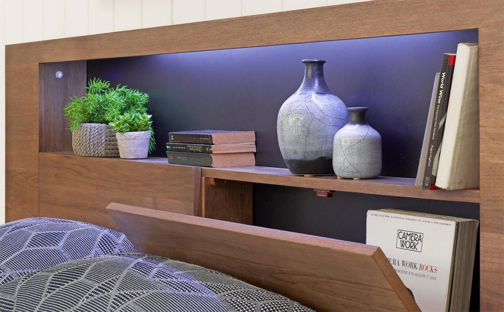 Bedroom organisation solution: Delta Bed with Storage Bed Head