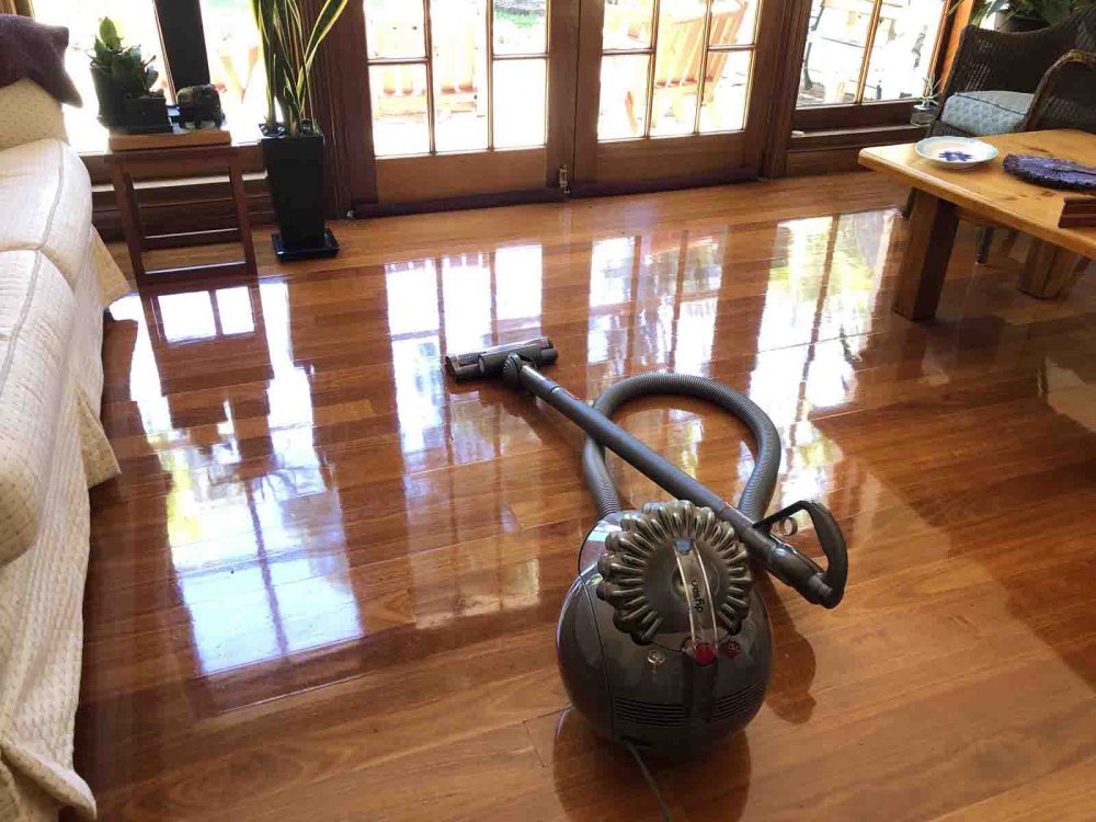A Dyson Cinetic Big Ball Barrel Vacuum that has been used to clean timber floors.