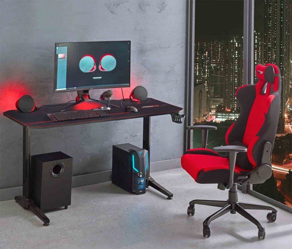 Eagle Gaming Desk pictured with the Raptor Gaming Chair.