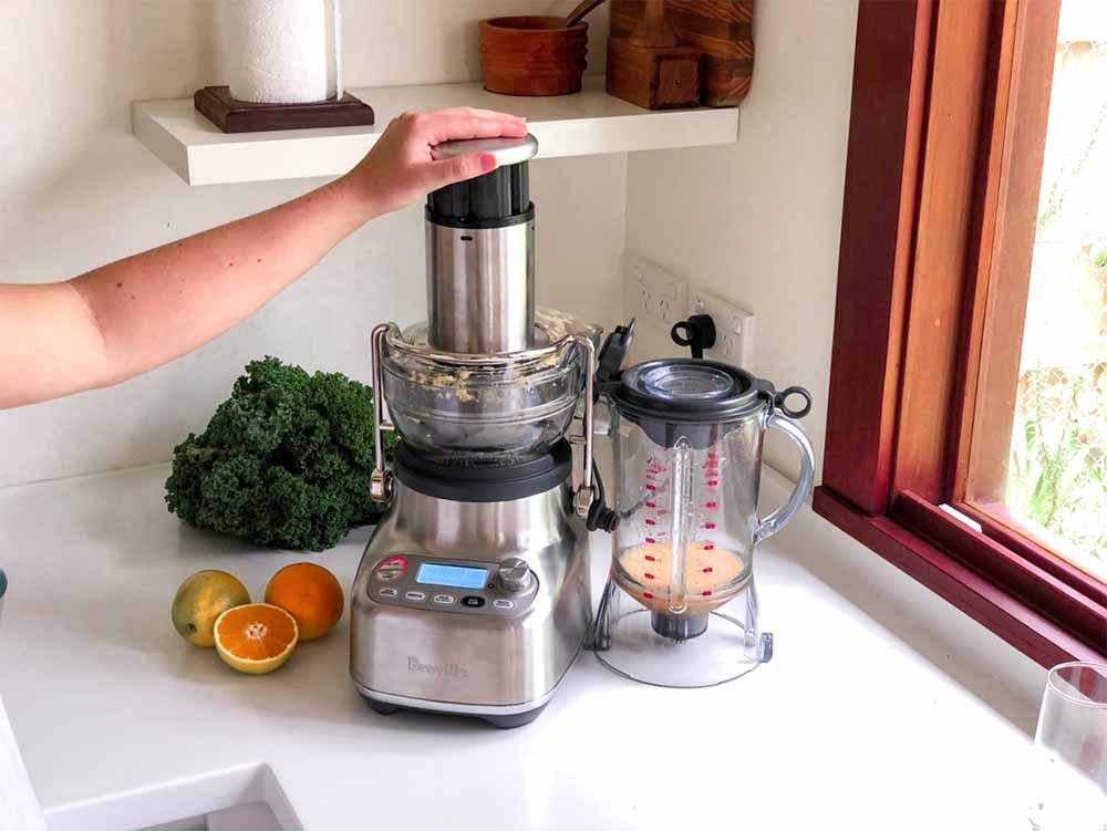 Juicing oranges with Breville the 3X Bluicer Pro.