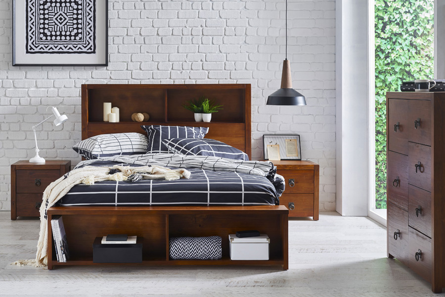 Knoll-chocolate-coloured-timber-bed