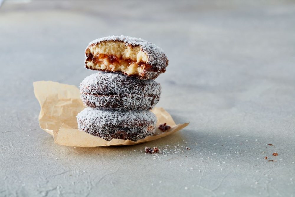 Lamingtons that had been made with the Sunbeam Pie Maker.