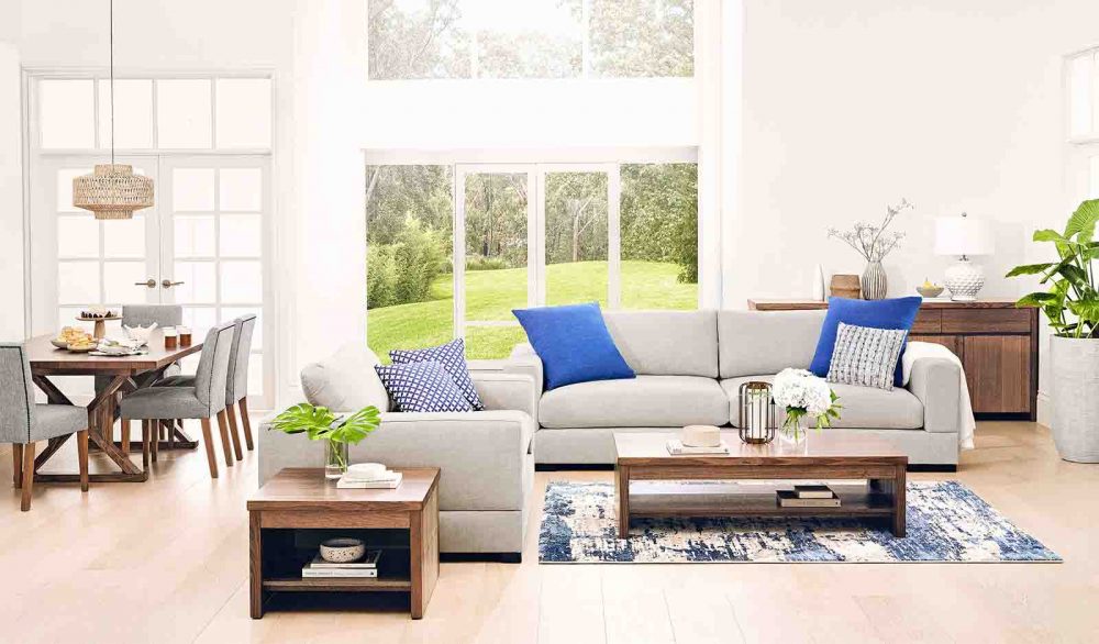 The Langham 3-Seater Fabric Sofa in a living room.