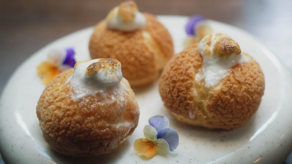 Plated Lemon Meringue Choux.