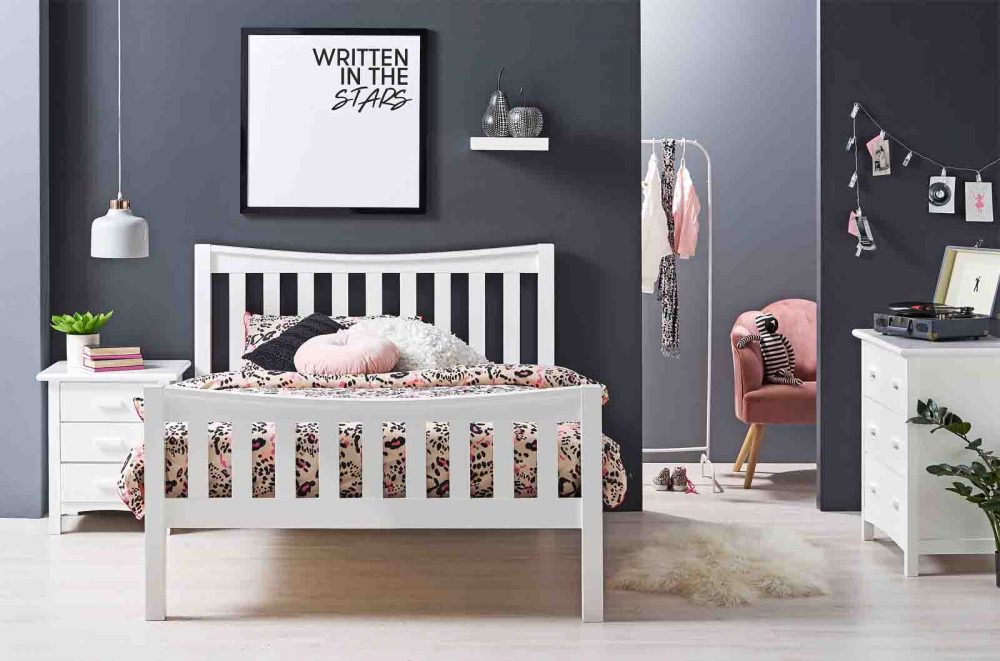 The Melody Double Bed for teens pictured with the 'Animal' Quilt Cover Set.