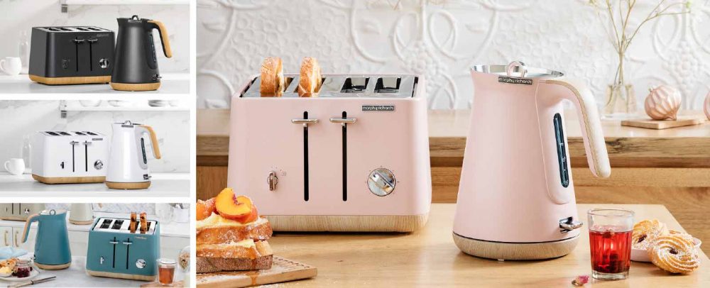 Various Morphy Richards Scandi Coloured Toasters & Kettles.