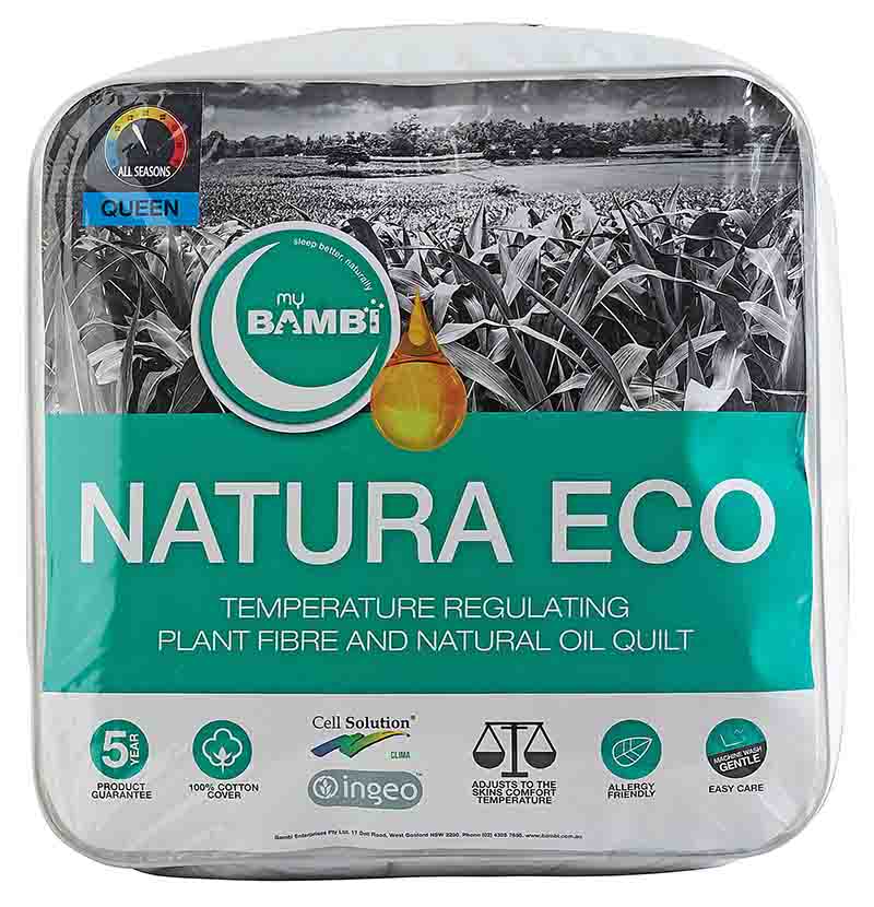 The Australian Made Natura Eco Clima Ingeo Quilt in packaging.
