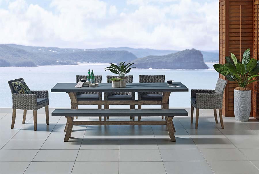 The mixed-material Paso Outdoor Dining Range.