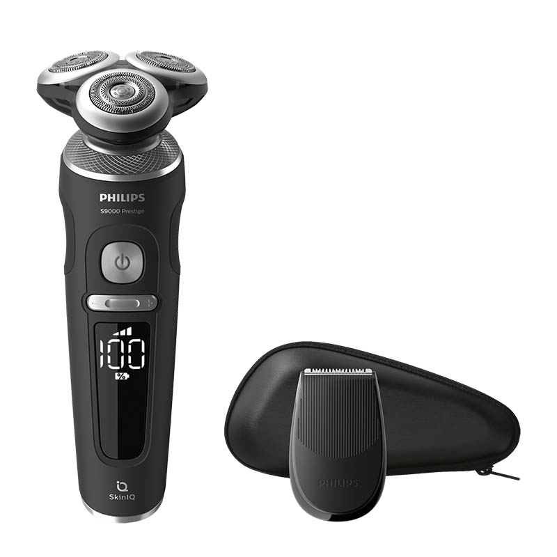 Philips Series 9000 Prestige Shaver and the included Trimmer.