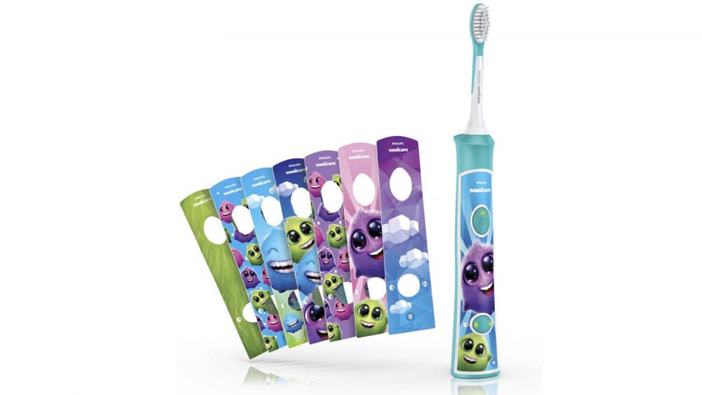 The Philips Sonicare For Kids Toothbrush and stickers.