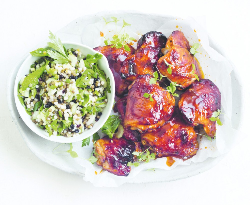 Pomegranate-glazed-chicken-with-lentil-herb-salad
