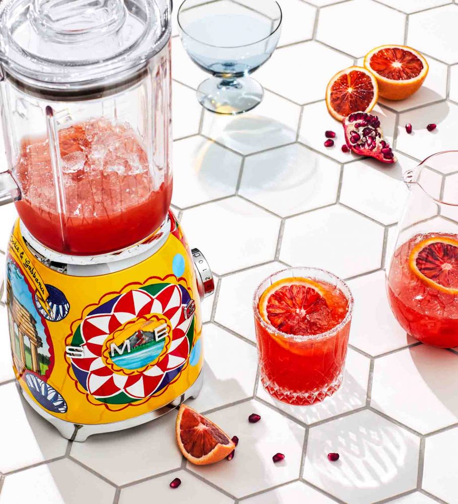 The Smeg Dolce and Gabbana Blender pictured alongside our 'Rubyo' Cocktail.