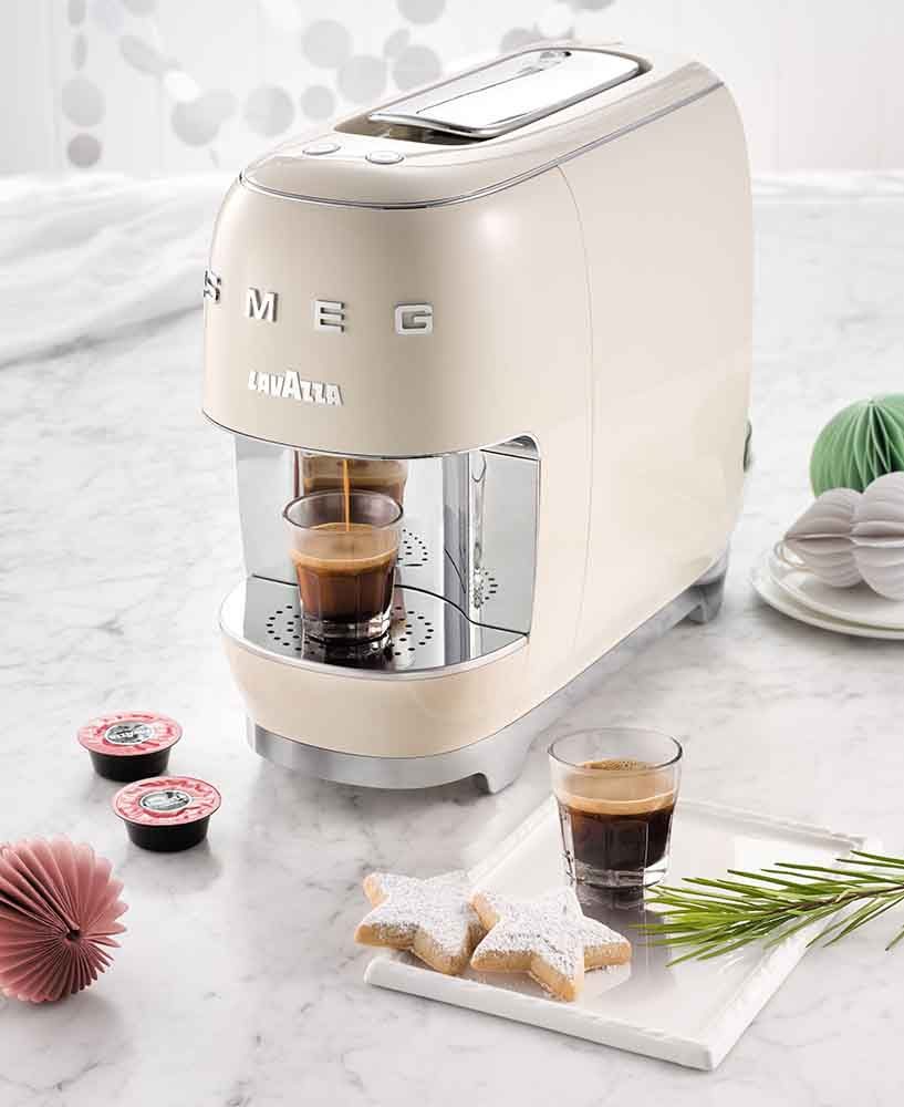 Making coffee with the Smeg Lavazza Coffee Capsule Machine.