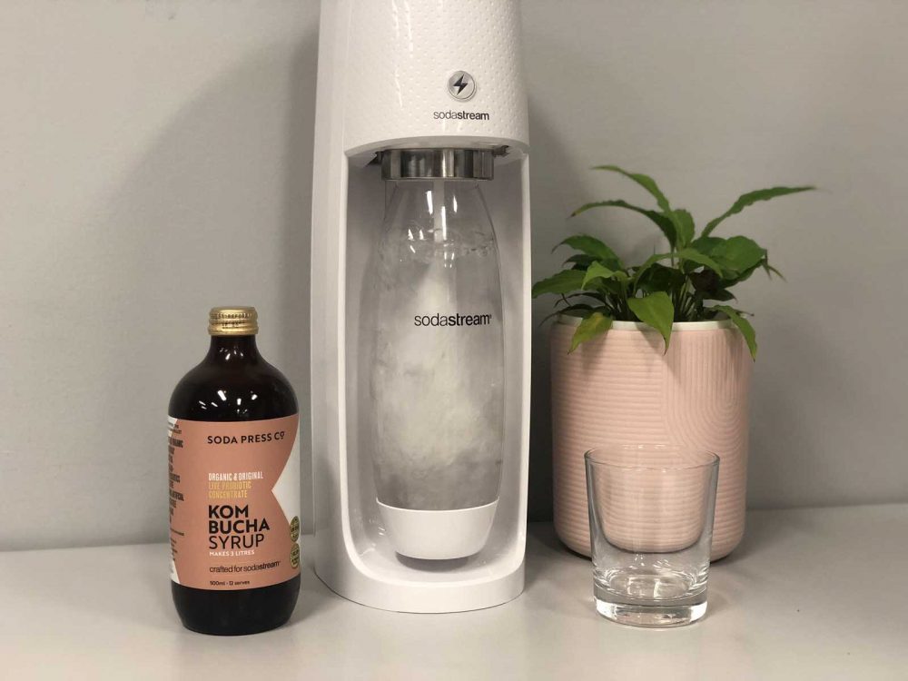 Soda Press Co Kombucha and SodaStream Spirit One Touch Sparkling Water Maker.
