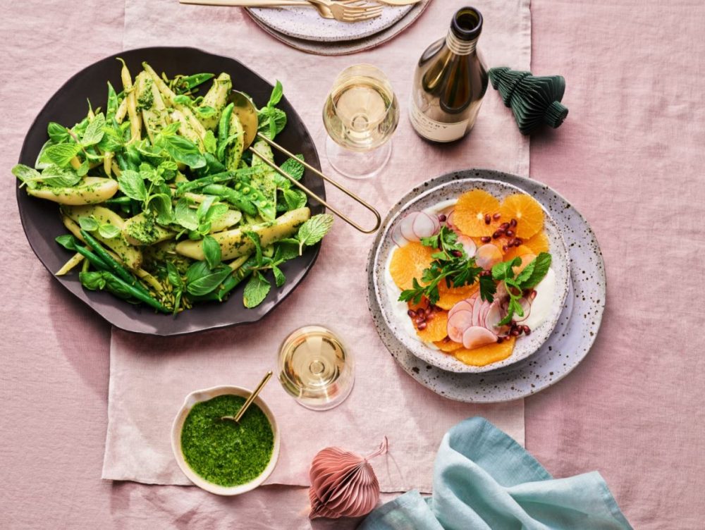 Summer Potato Salad + Orange Radish Salad.