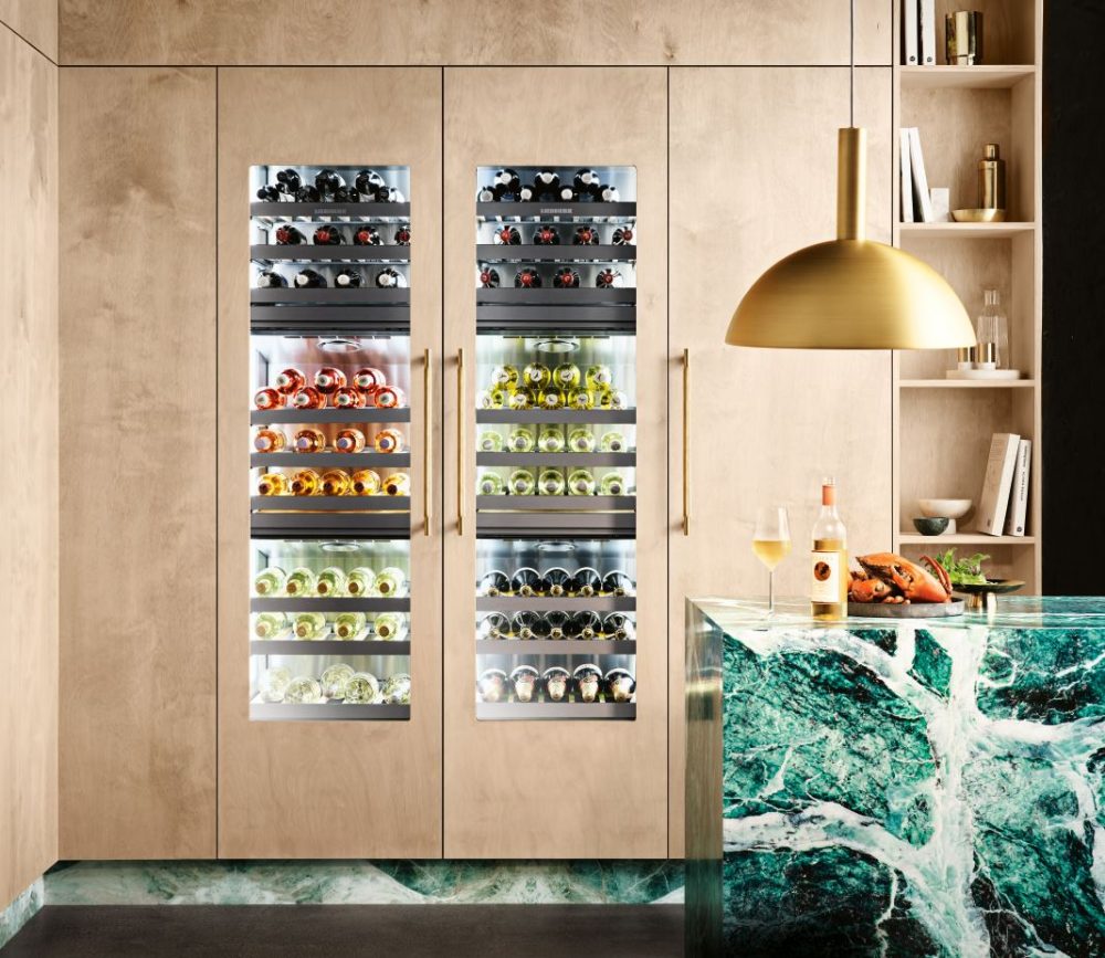 Two Liebherr Monolith 100 Bottle Integrated Triple Zone Wine Cabinet.s