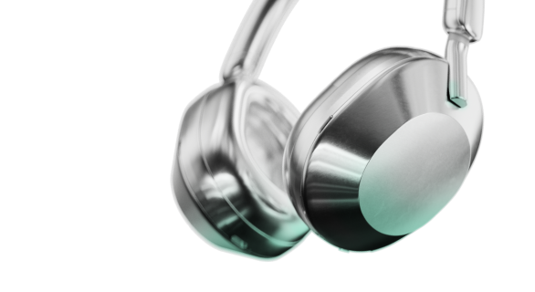 Silver over-ear wireless headphones with cushioned ear cups and adjustable headband