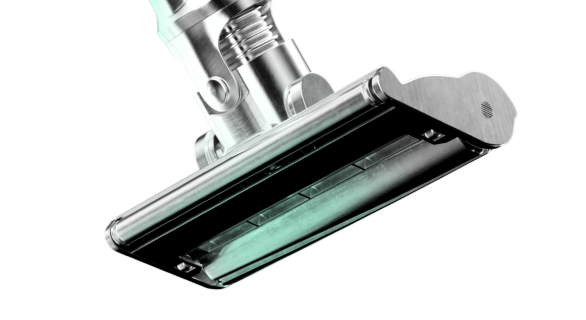 Silver vacuum cleaner brush head attachment for carpet and floor cleaning